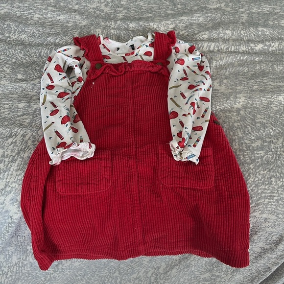 Red Corduroy Pinafore Dress - Picture 1 of 6